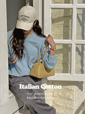 에르 코튼 브이넥 니트    Italian Cotton   넉넉한 핏감으로 여리한 핏감 연출! 